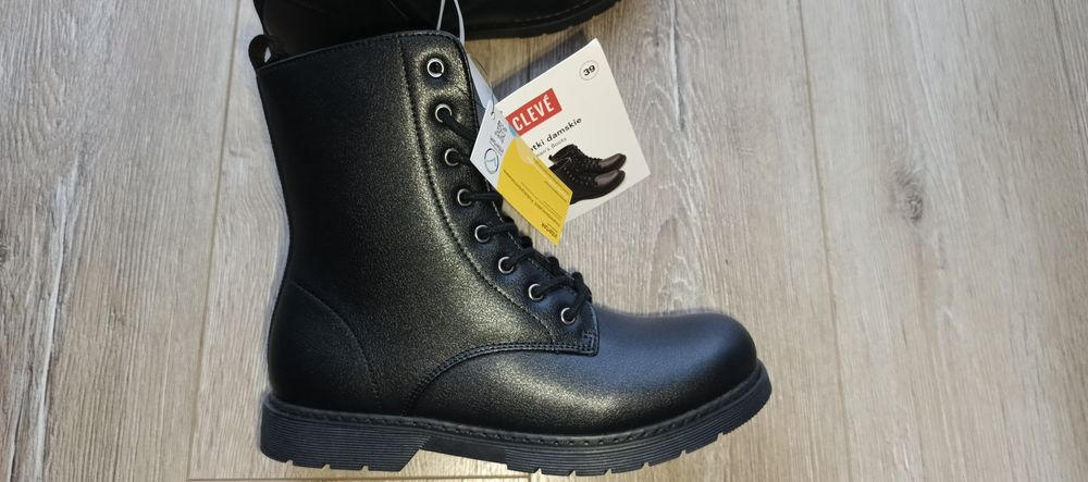 Nowe buty botki trapery damskie młodzieżowe 39 czarne