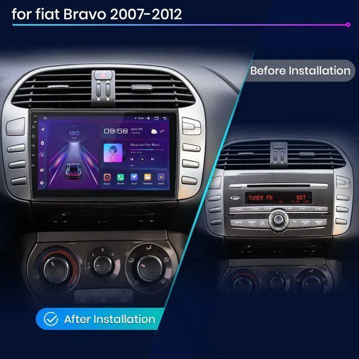 Radio dla Fiat Bravo 2007 - 2012 GPS CarPlay i Android Auto