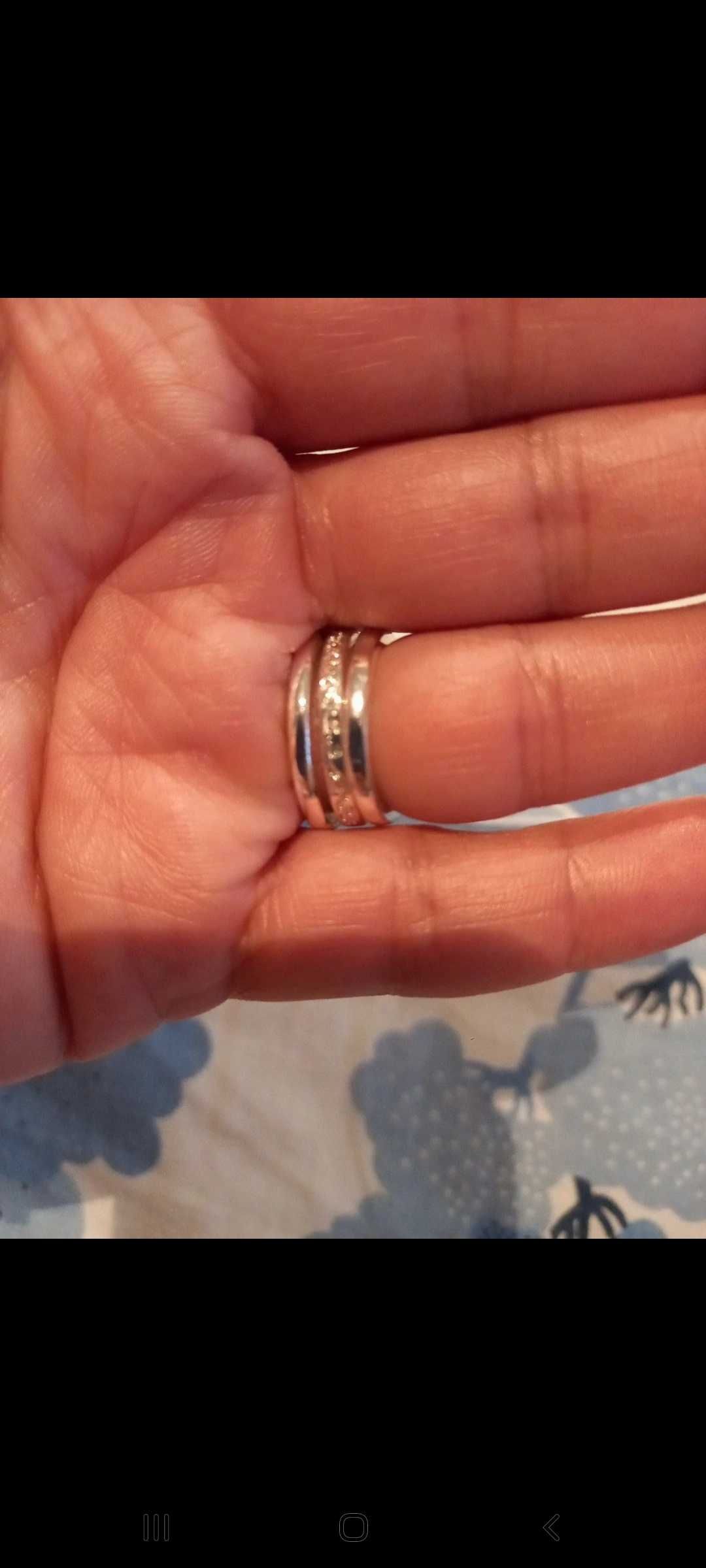 Anel duplo prateado, pedras brilhantes  transparent. e rosa -16 - Avon