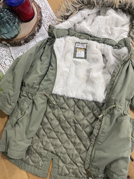 Kurtka parka ocieplana H&M khaki 122