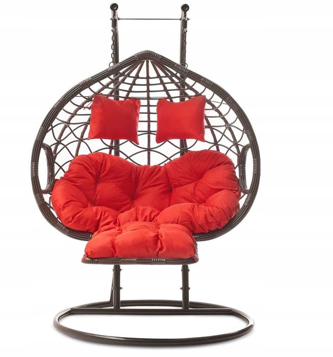 HUŚTAWKA Hamak Fotel Wiszący Z PODNÓŻKIEM BRĄZOWY 2-osobowy