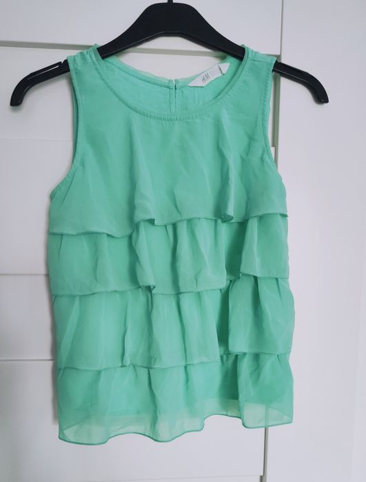 H&M rozmiar 164, śliczna zielona miętowa bluzeczka, falbanki