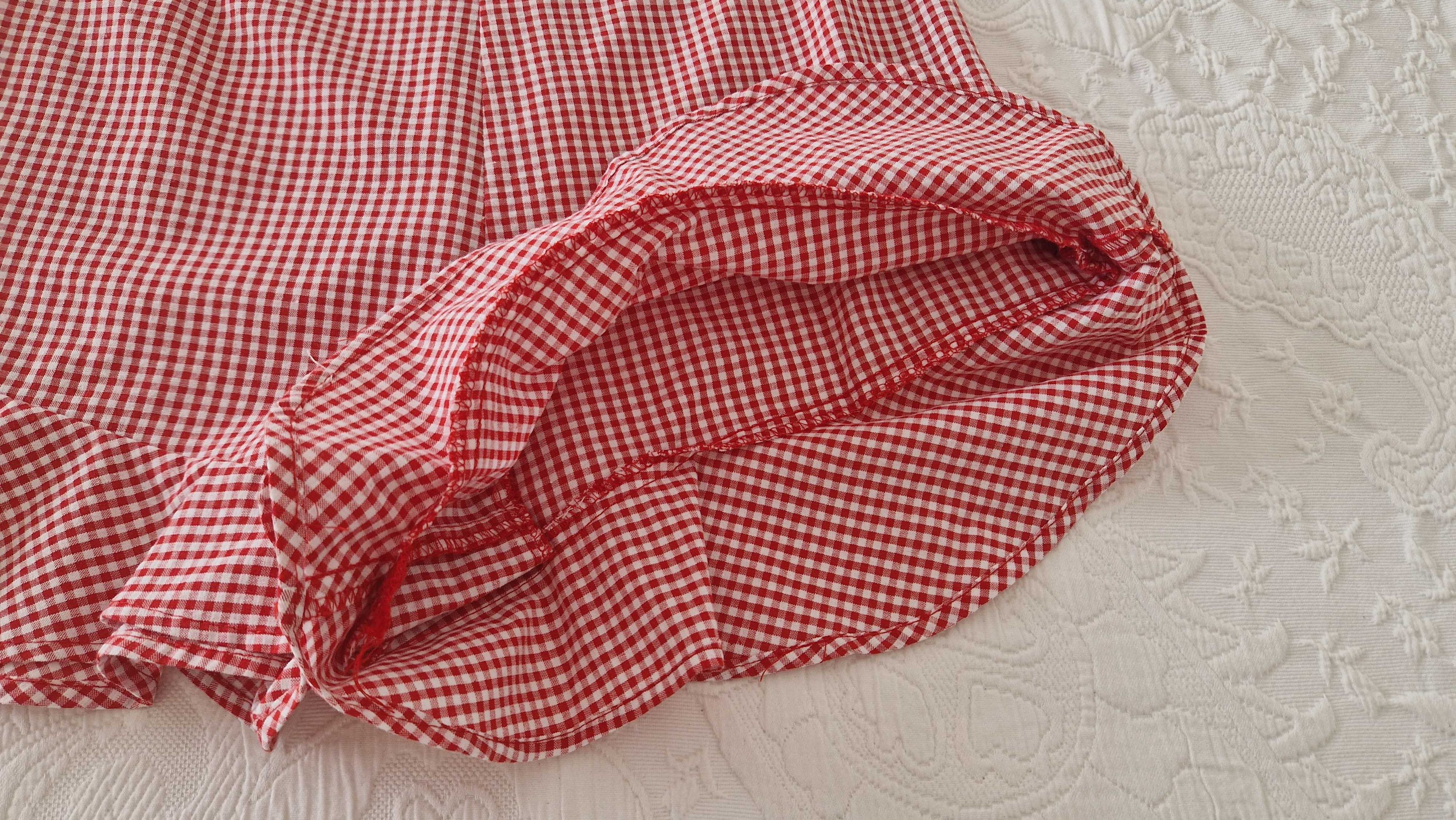 Calções vichy, branco e vermelho, tamanho S