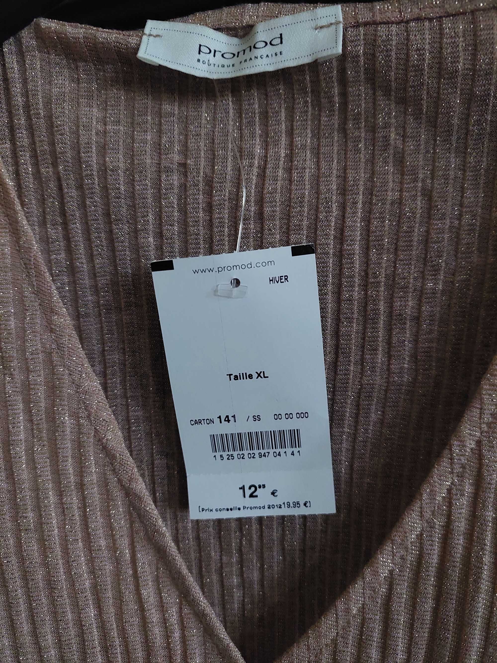 Sweter cienki PROMOD rozm. XL kolor złoty. Nowy z metkami