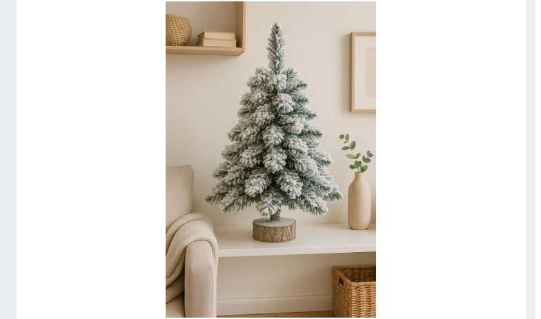 Choinka Ozdobna Dekoracyjna Sztuczna Na Pniu Pokryta Śniegiem 60cm