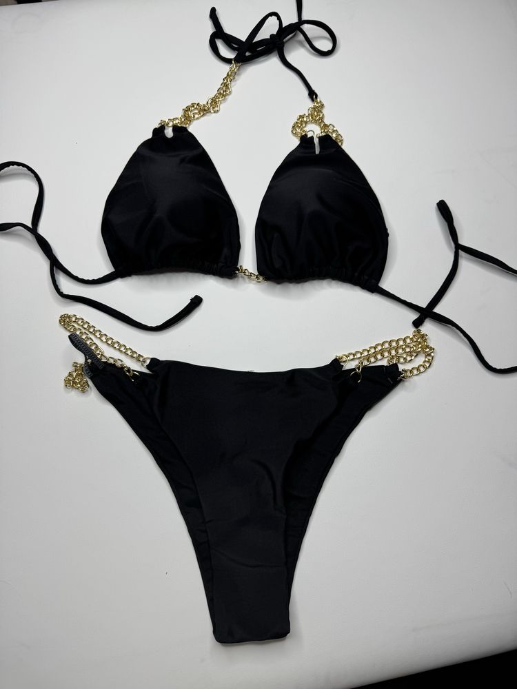 Czarne bikini z lancuszkami seksowne nowe L