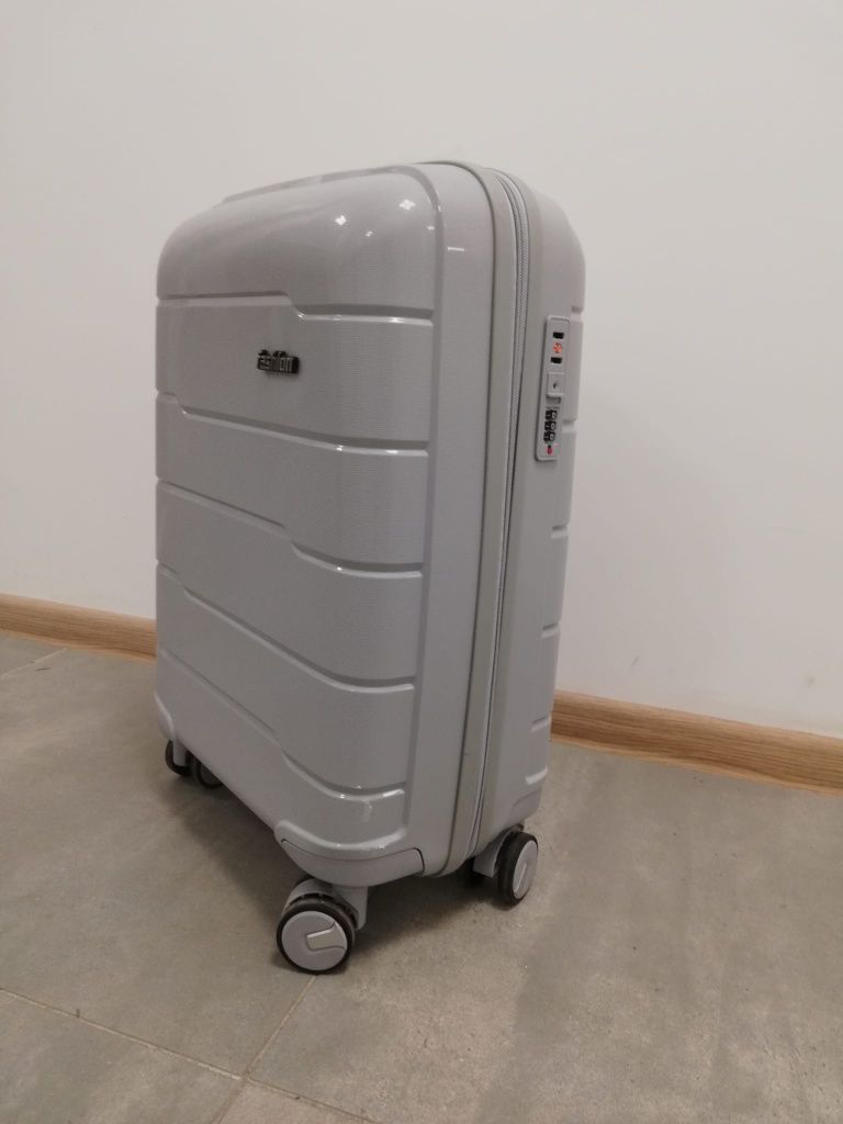 nowa Walizka kabinowa 37L  szara czarna 55 x 35 x 22 polipropylen twar