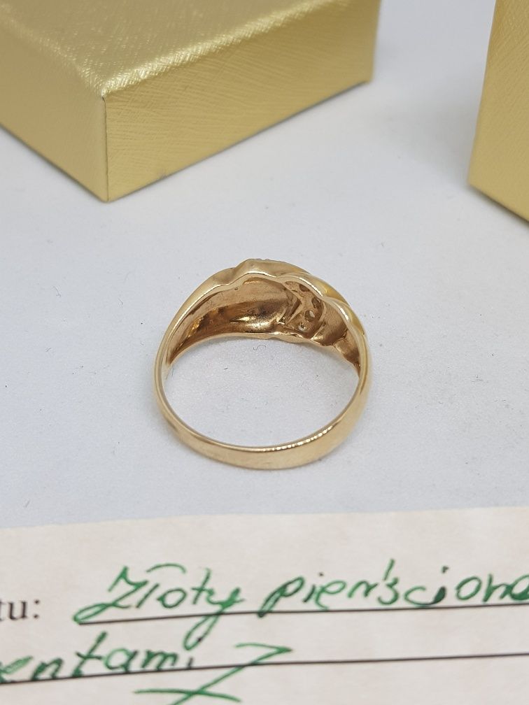 Złoty pierścionek z diamentami złoto 585 Rozmiar 16