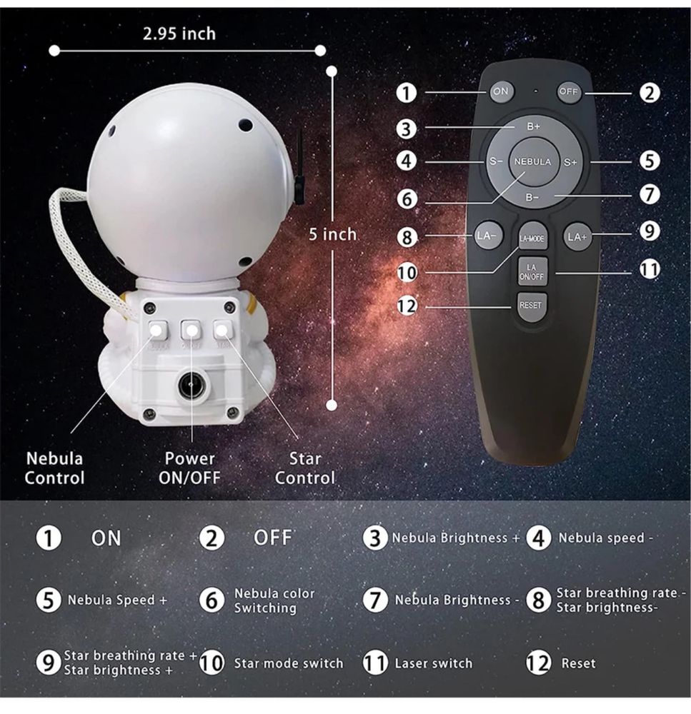 Астронавт / Космонафт проектор з зірками