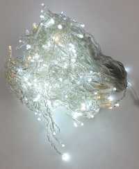 Lampki choinkowe - sople 300 LED zimny biały
