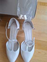 Buty ślubne taneczne kotyl 889 biały lico r36
