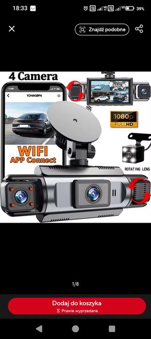 4-kanałową kamera wifi samochodową 360 stopni.