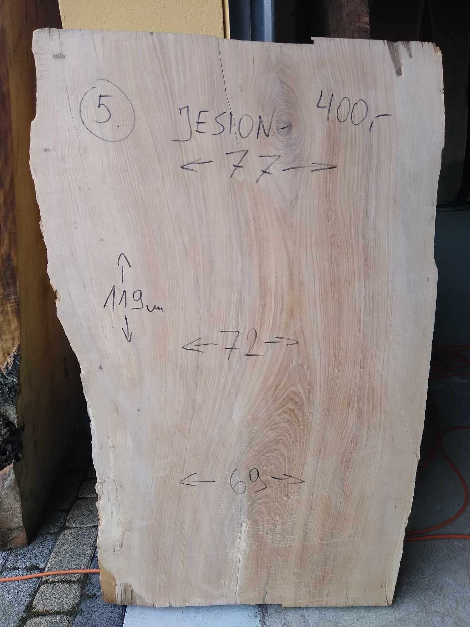Blat dębowy na stół, blat do kuchni szeroka deska grubość 8 cm drewno