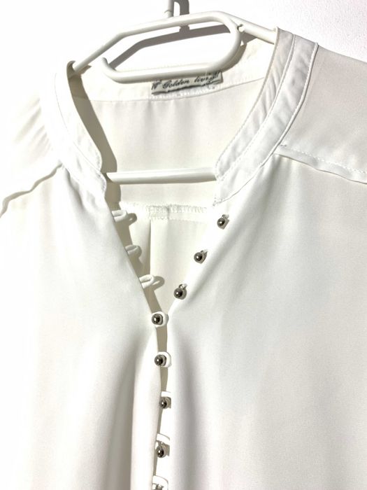 biała lejąca koszula S M elegancka do pracy biura luźna oversize basic