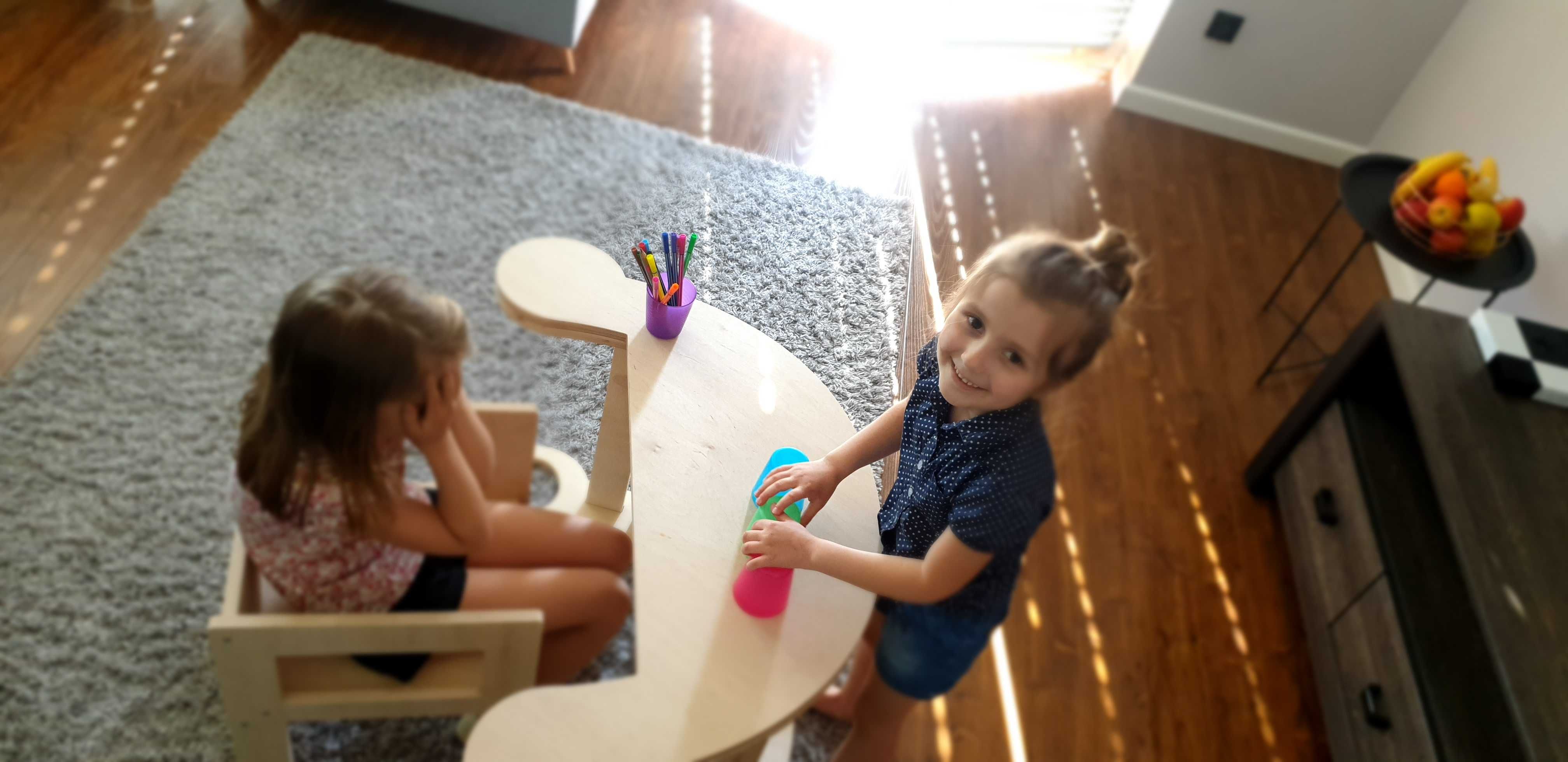 Zestaw bujak, stolik i krzesło. Montessori system. Eko produkt