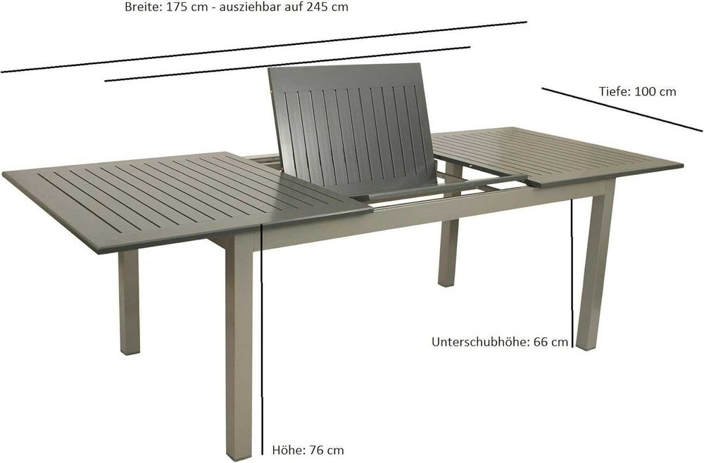 Stół aluminiowy DEGAMO BAJAZZO 175/245x100cm