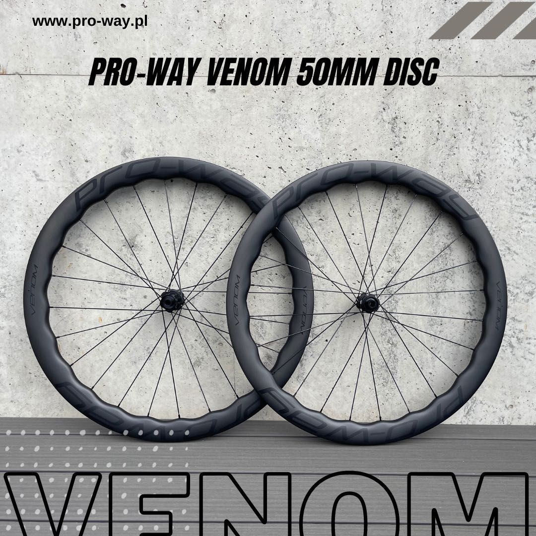 Koła szosowe carbon PRO-WAY VENOM 50mm 1395g! (karbonowe gravel rower)