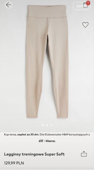 Legginsy sportowe super soft h&m L beżowe