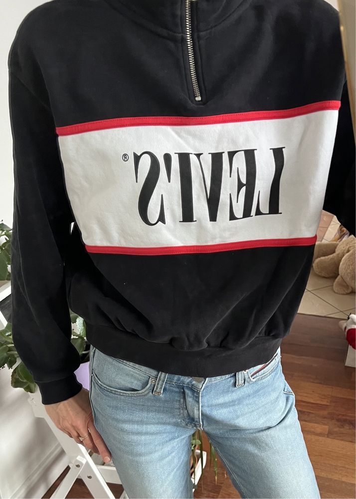 Bluza damska levi’s S czarna logo z golfem na zamek S