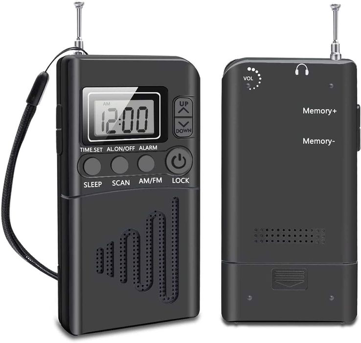 Przenośne Radio Kieszonkowe AM/FM, z Wyświetlaczem LCD Głośnik