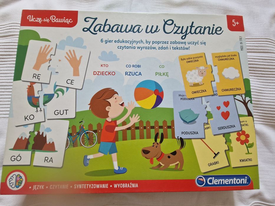 Zabawa w czytanie gra edukacyjna, puzzle, rebusy