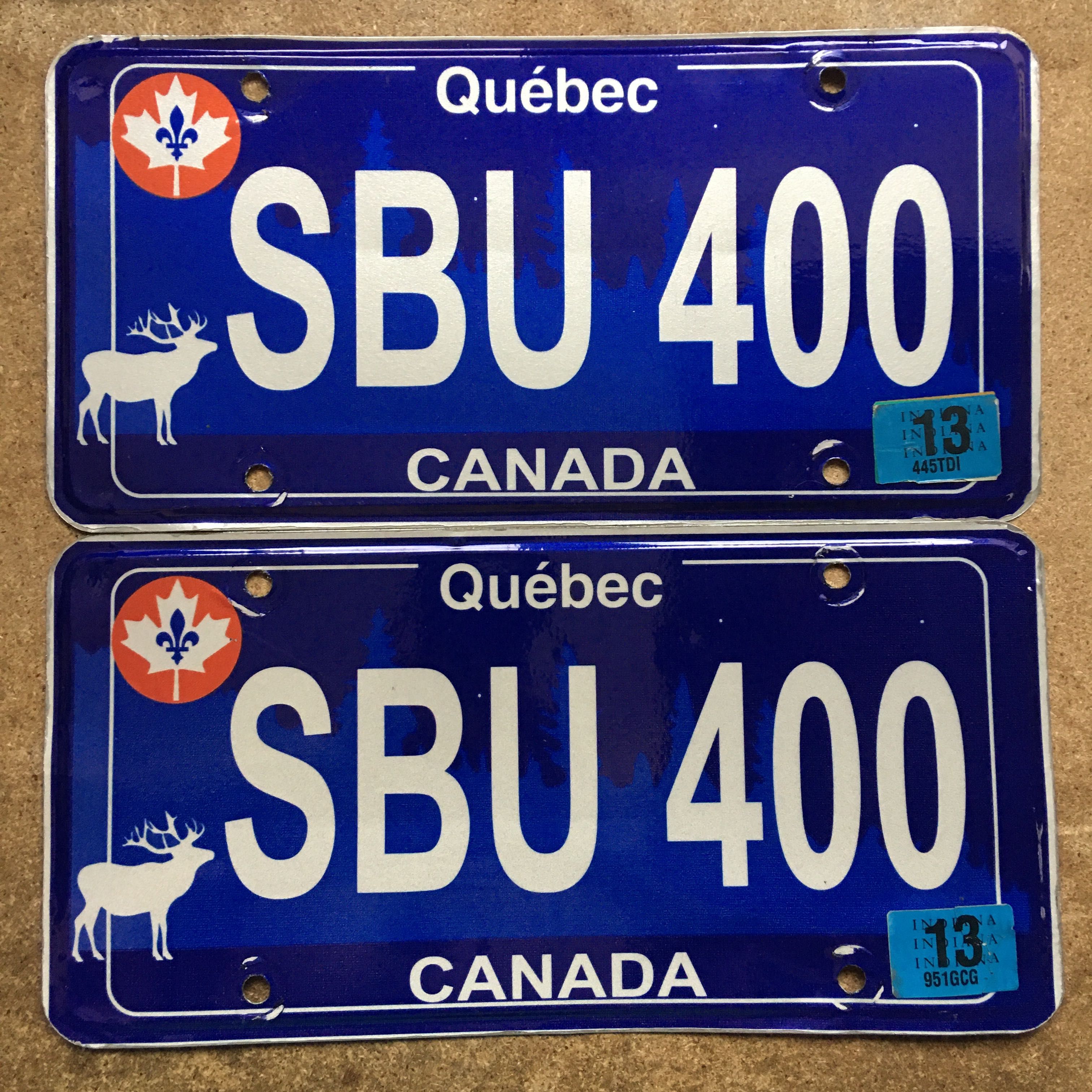 Пара номер Канада Canada license plate Quebec Квебек номерной знак