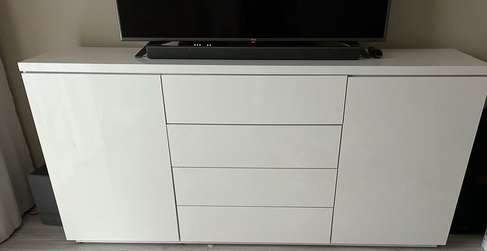 Duza Komoda biala wysoki połysk