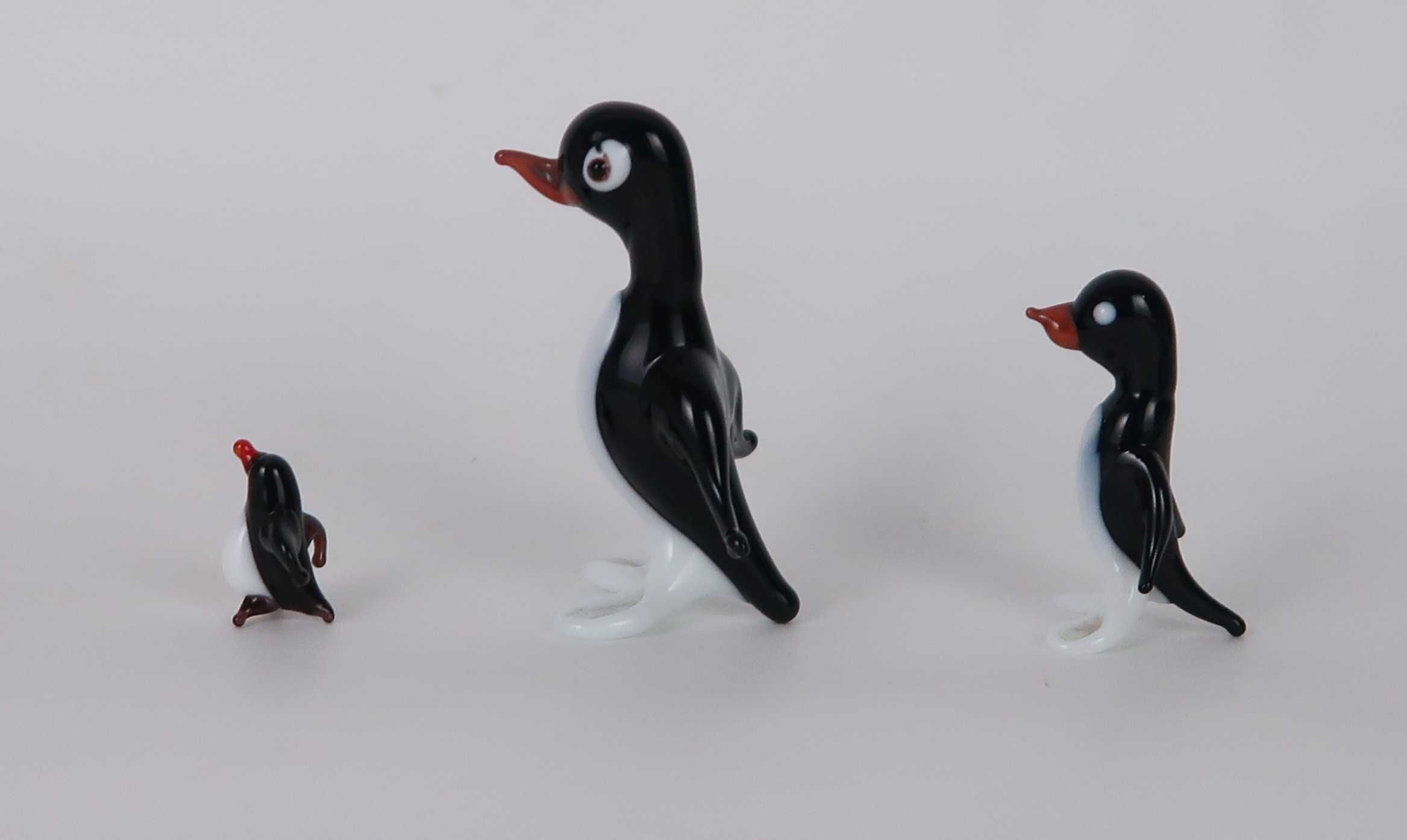 Figuras miniaturas vidro soprado - Família de Pinguins