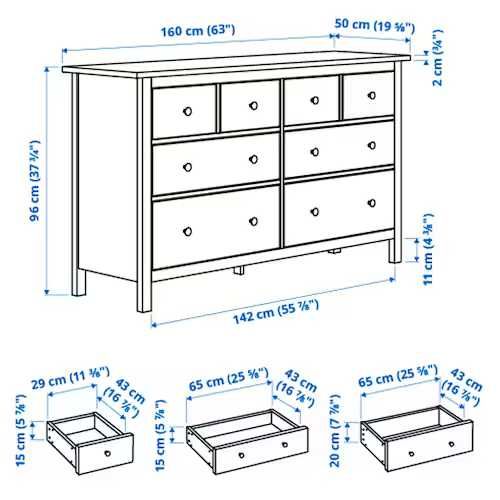 IKEA Hemnes komoda , 8 szuflad, szara  - dostawa gratis
