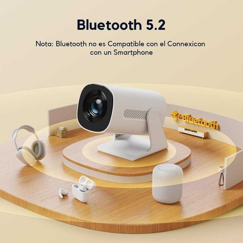 Projetor Portátil 1080P, Rotativo Compatível TV Stick/iOS/Android/USB