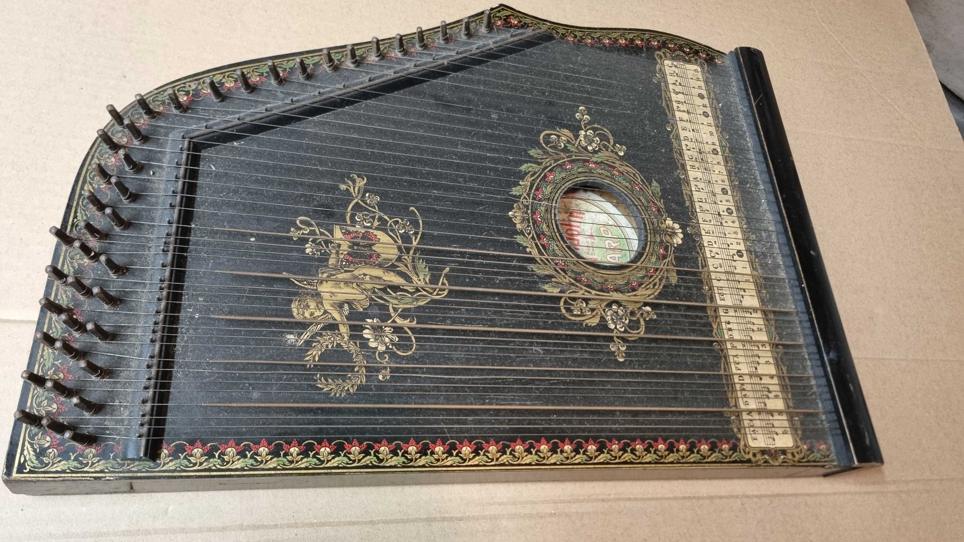 cymbały saksońskie, cytra gitarowa, harfa kolekcjonerska