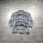 DAMSKA Kurtka Jeansowa Dłuższa Guess USA Denim Pasek Taliowana Kieszeń
