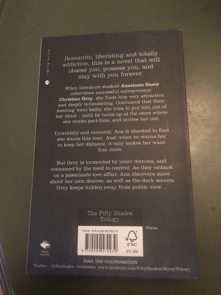 Livro “Fifty Shades os Grey” em ingles