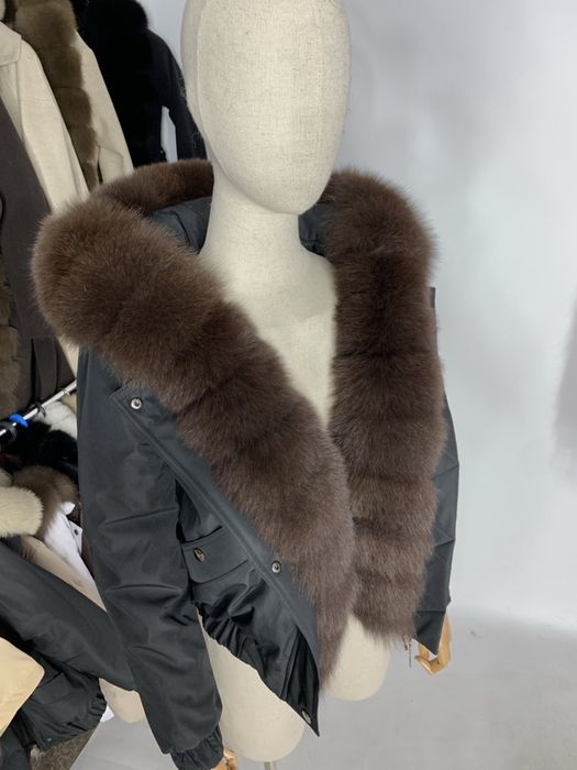 Женская куртка бомбер парка натуральный мех 46-48