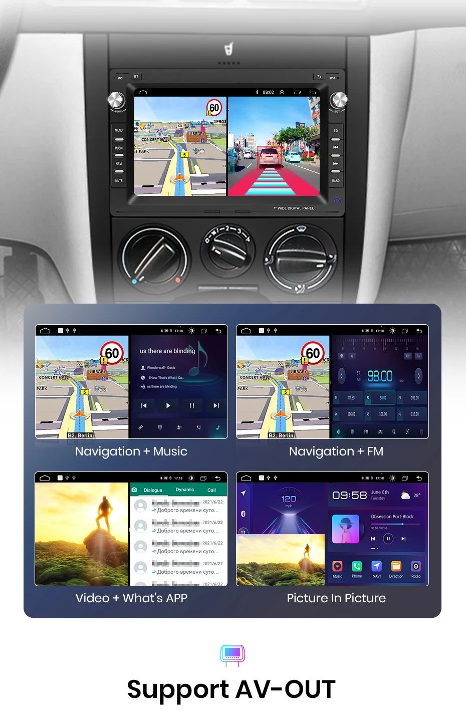 Rádio 7" Android Auto e Carplay VW Golf 4 Passat B5 Polo 2/32GB GPS