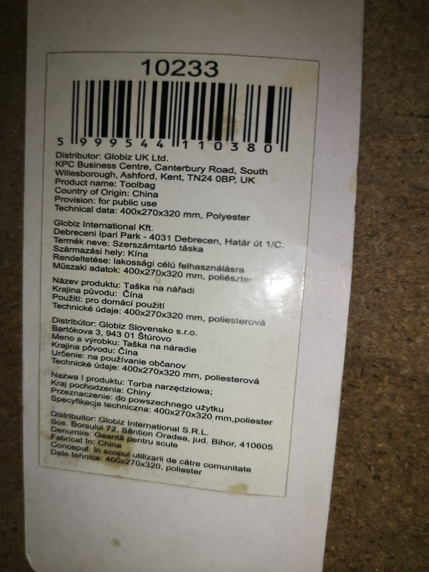 Torba materiałowa na narzędzia.