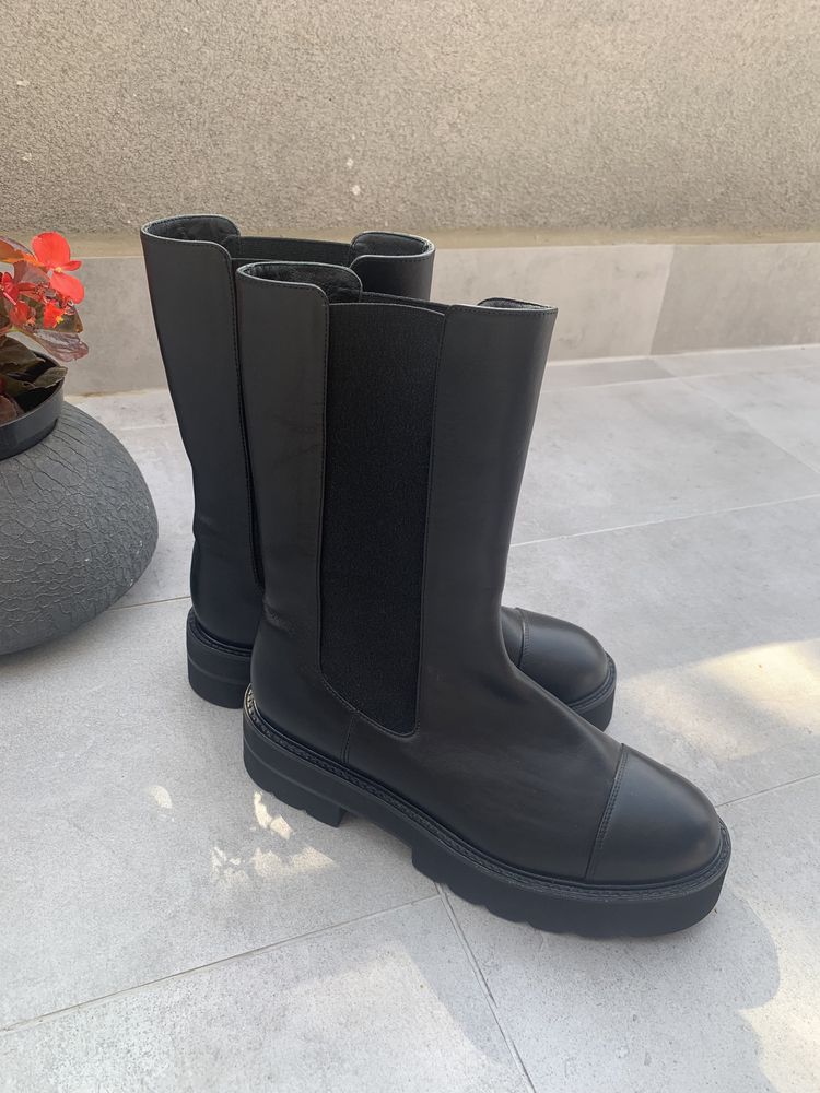 Stuart weitzman botki damskie czarne premium skora