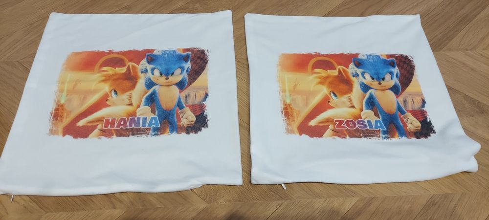 Imienne poszewki na poduszki jaśki. Poduszka. Sonic. Hania, Zosia
