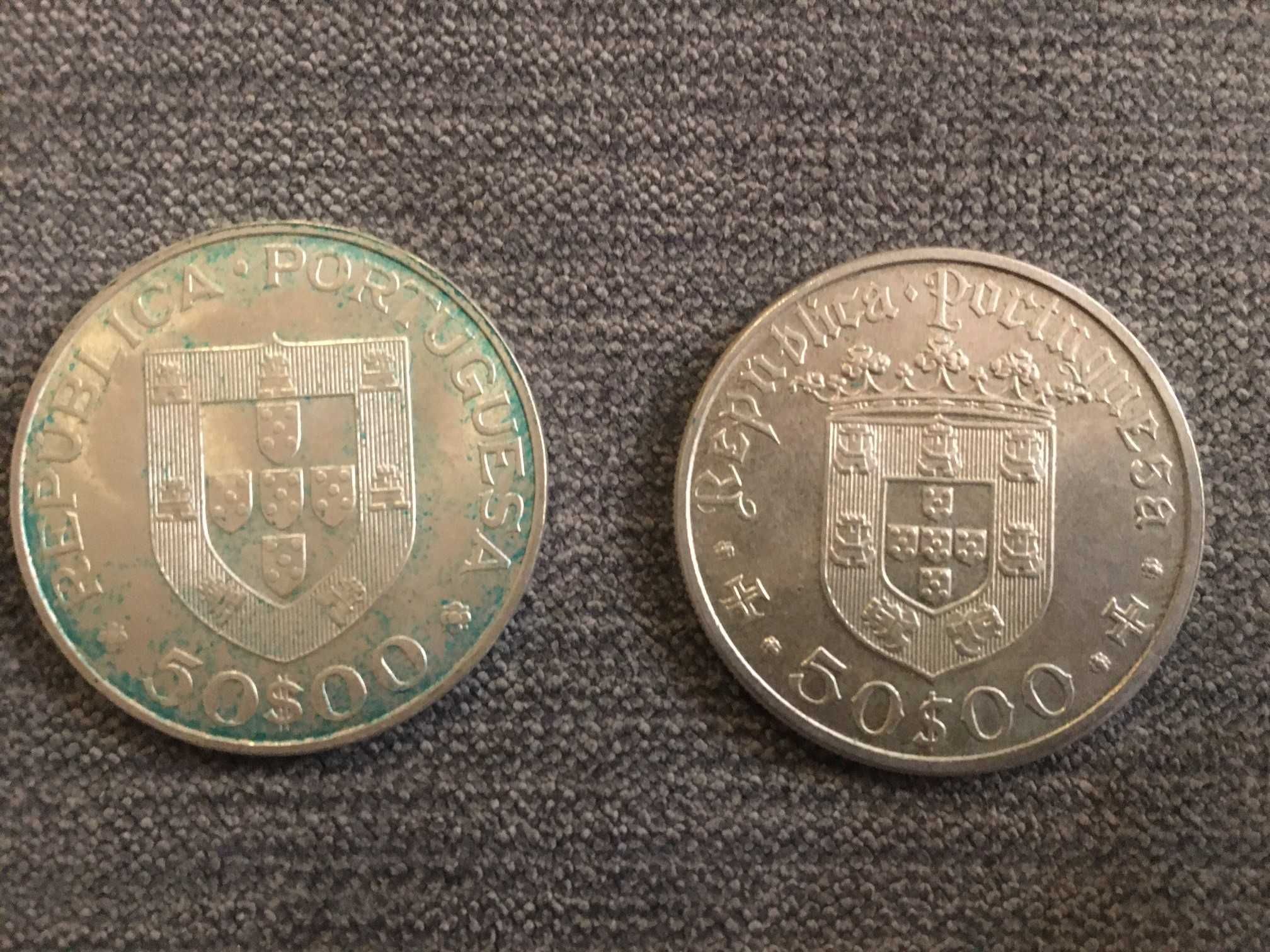 Lote 2 moedas prata  50 escudos  Pedro Alvar. Cabral /Marechal Carmona