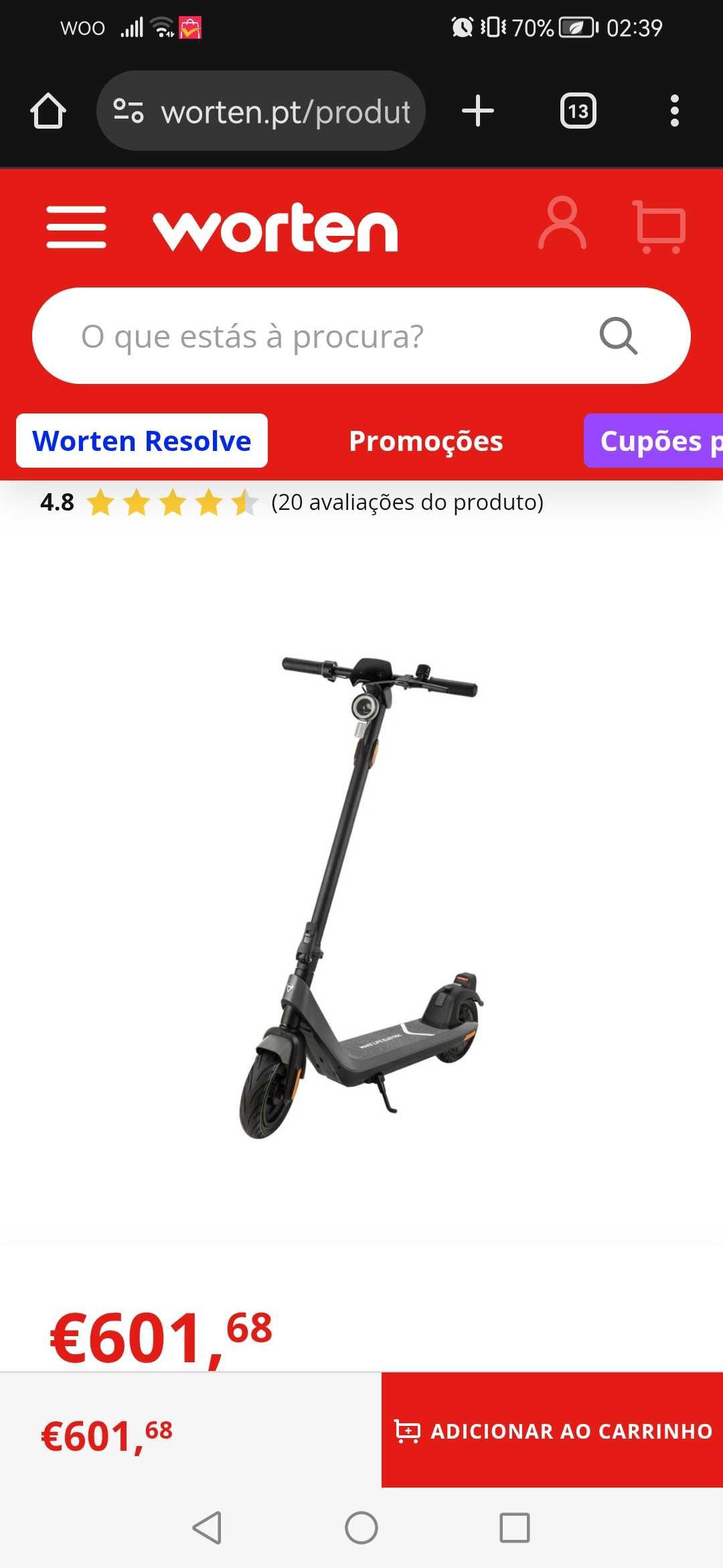 Trotinete nio ki2. Comprada em Janeiro deste ano