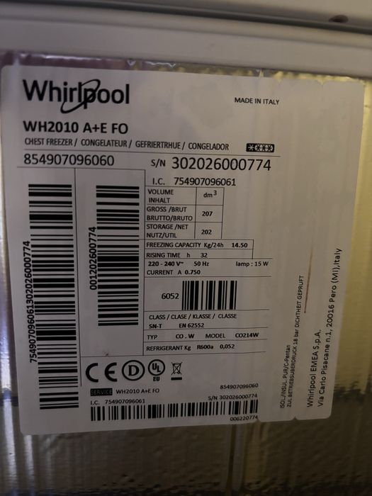 Zamrażarka skrzyniowa Whirlpool WH2010 FO