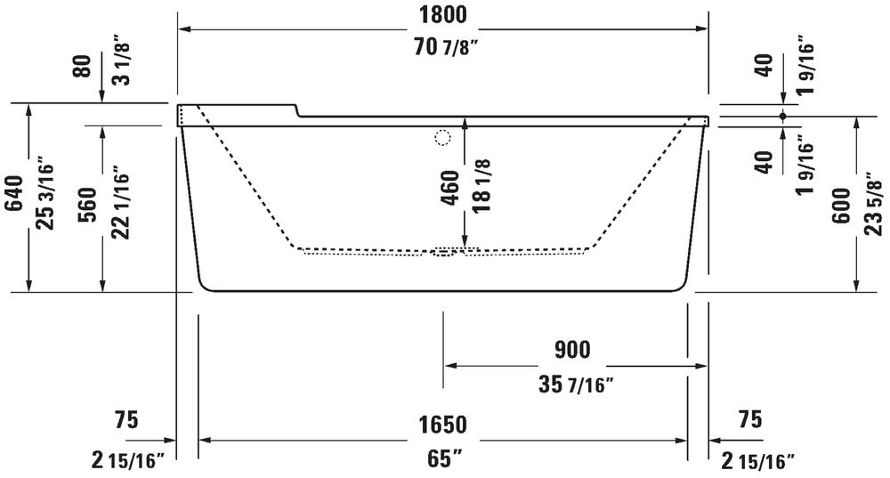Banheira de luxo Duravit Starck 1800x800mm