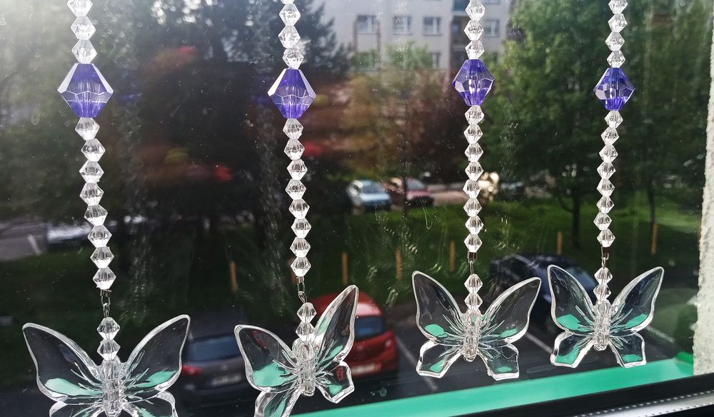 Zawieszka motyle 23cm kryształki