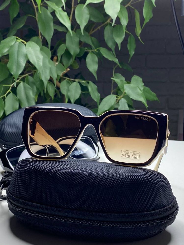 Женские солнцезащитные очки VERSACE Черные Коричневые бабочки Кошечки