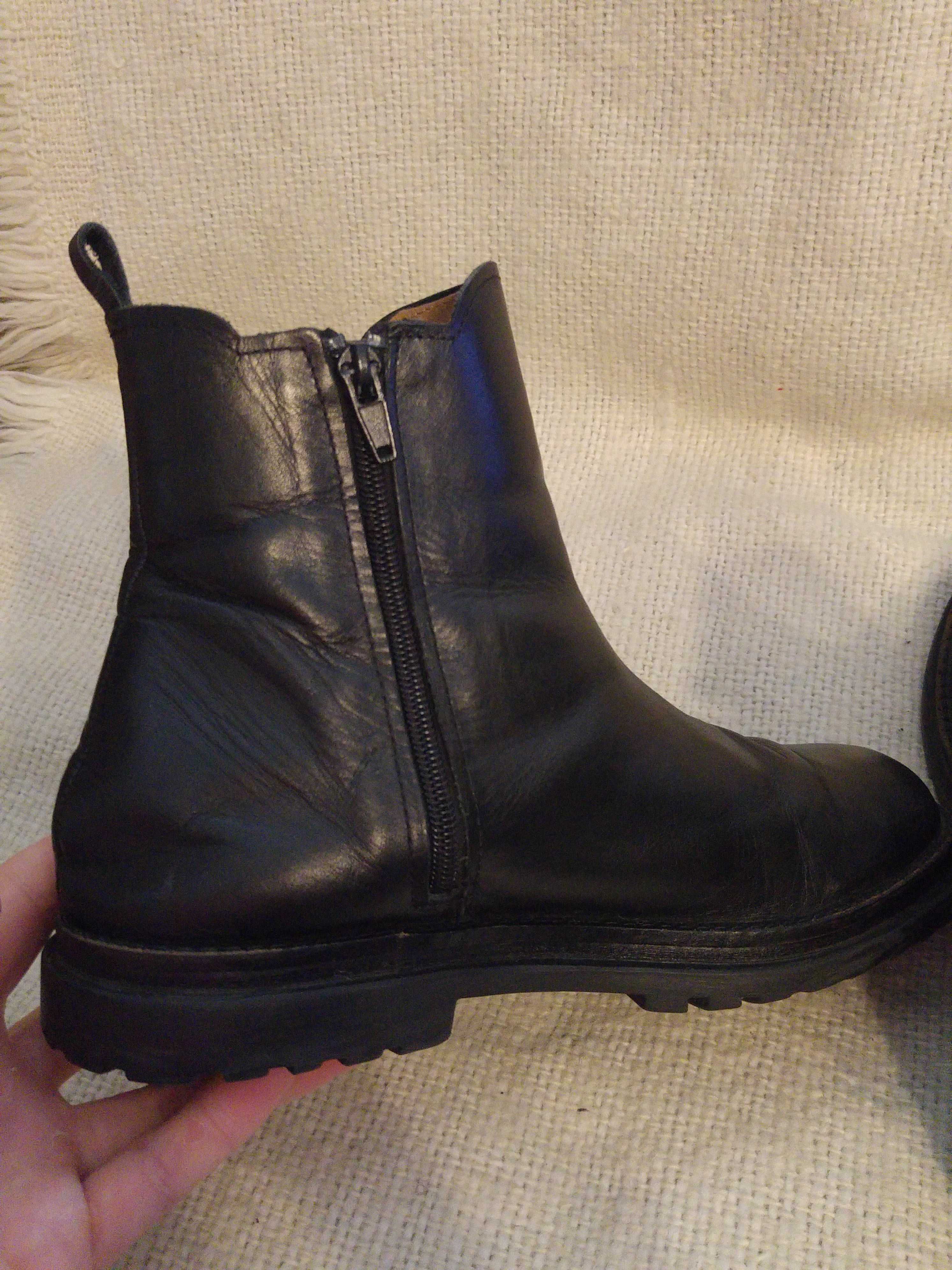 Buty, botki skórzane damskie Zara