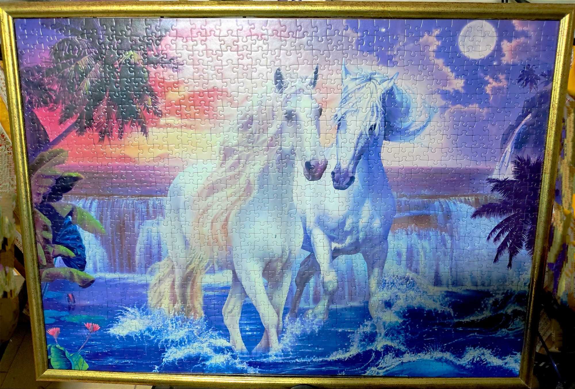 Puzzle "cavalos em sonho" montado e emoldurado (1000 peças)