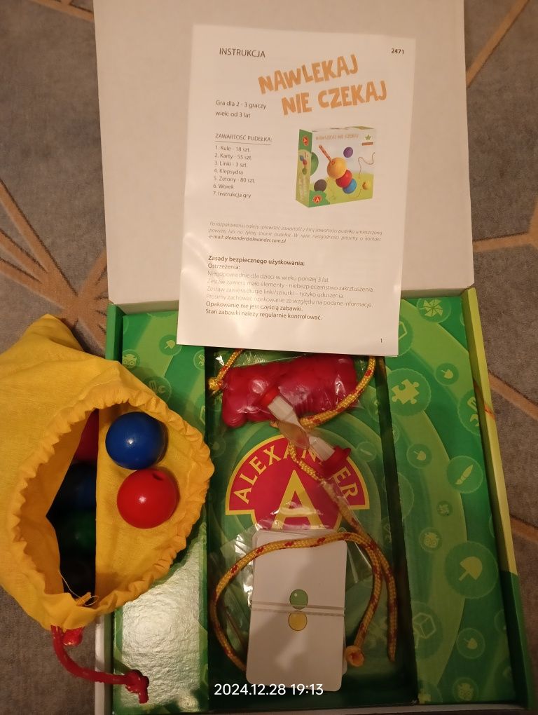 Gra planszowa dla dzieci - Nawlekaj nie czekaj
