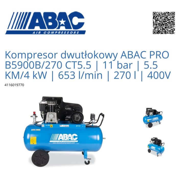 Kompresor ABAC PRO B5900 zbiornik 270 l