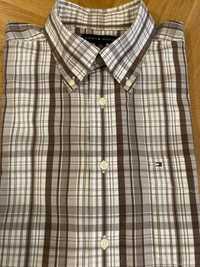 Koszula Tommy Hilfiger z krótkim rękawem w brązową kratkę rozmiar L