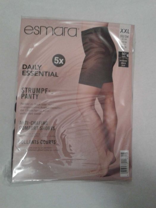 Esmara Majtki rajstopy przeciw otarciom ud z lycrą czarne XXL 5 par